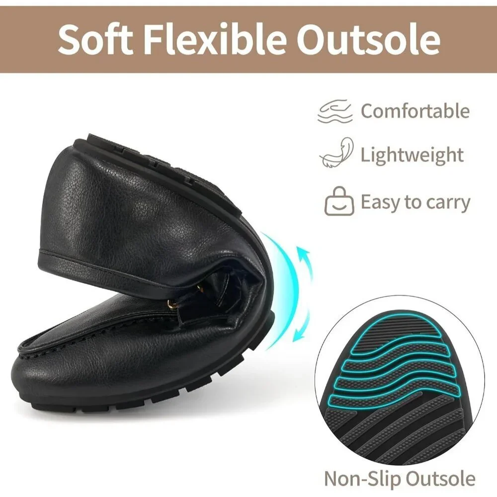 Women's Loafers Comfortable Slip On Business Work Flats Shoes Moccasins Black